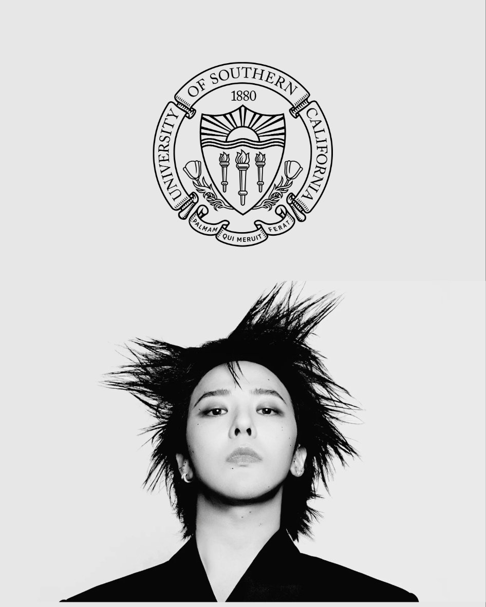 G-Dragon in front of the USC seal
