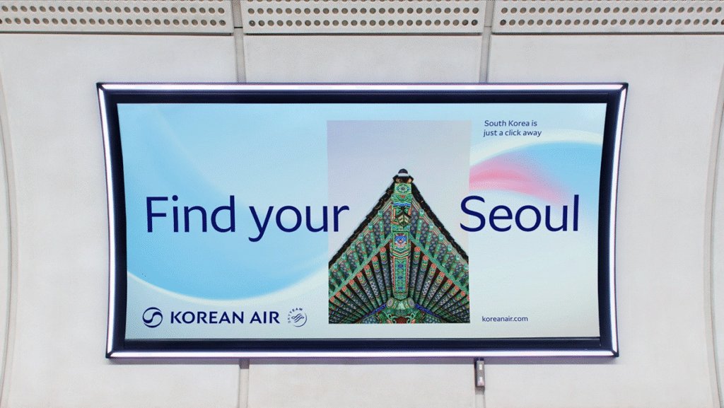 벽에 걸린 대한항공 'Find your Seoul' 광고