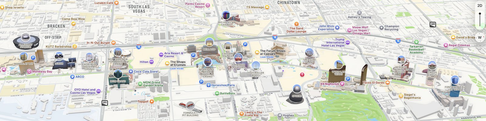 Map of the Las Vegas Strip resorts